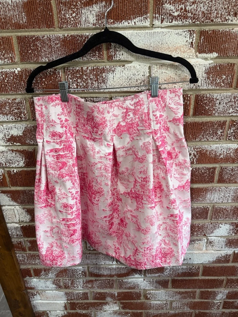 ASOS Pink Toile Jacquard Pleated Mini Skirt NWT Romantic Coquette Preppy Size 10